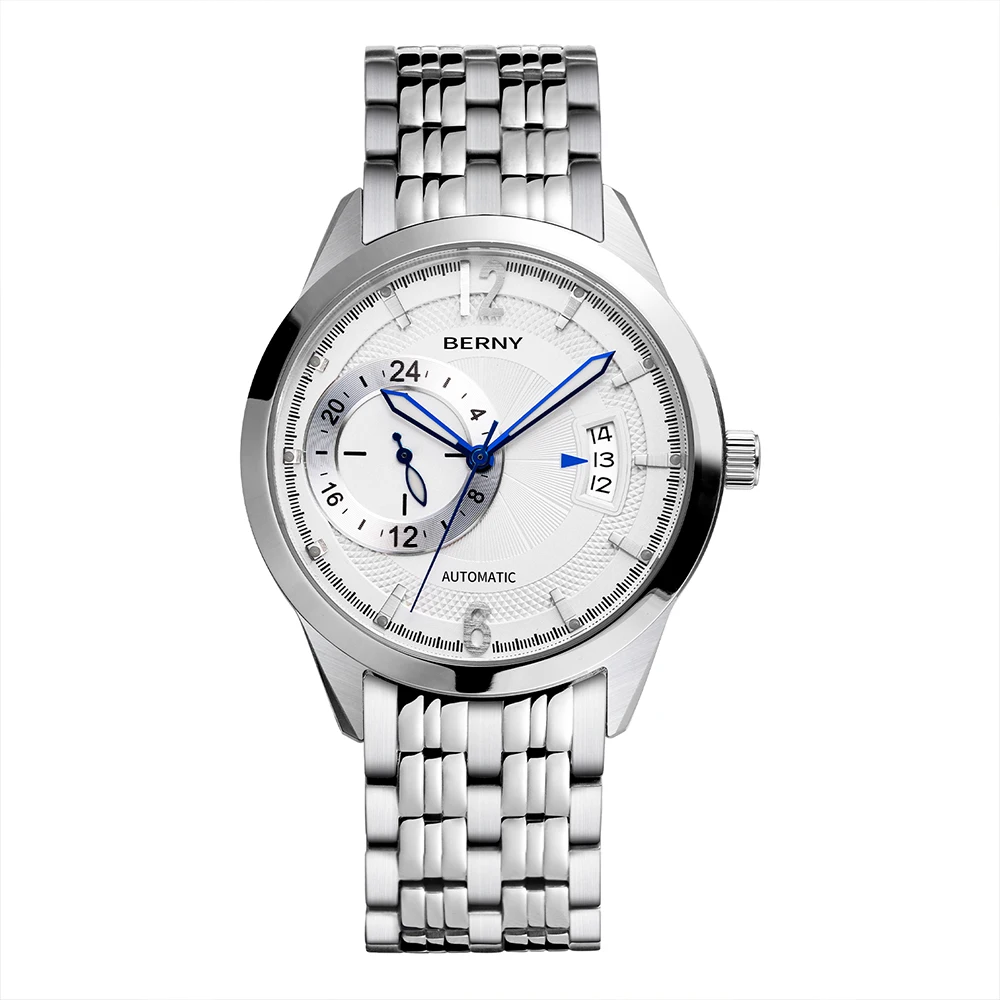 Мужские механические часы BERNY, Япония, Citizen 8217, автоматические часы, многофункциональные светящиеся часы с календарем, водонепроницаемые мужские наручные часы