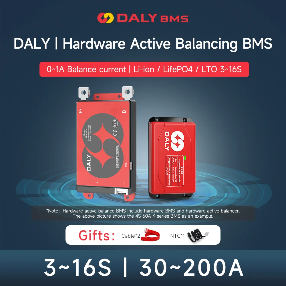 Фото Daly BMS Active Balancer BMS Lifepo4 4S 12V 3S 8S 24V 13S 16S 48V 40A 60A 100A 150A 200A для Li-Ion 3.7V 3.2 Батарея BMS 100Ah №1