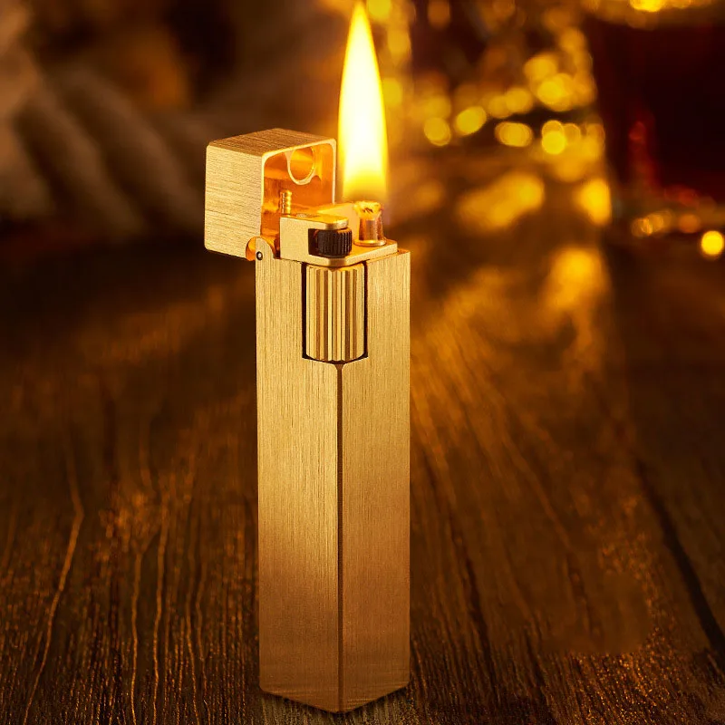 

Креативная квадратная керосиновая зажигалка, латунная ретро-зажигалка с шлифовальным кругом на заказ, изысканный подарок для мужчин, аксессуары для сигарет