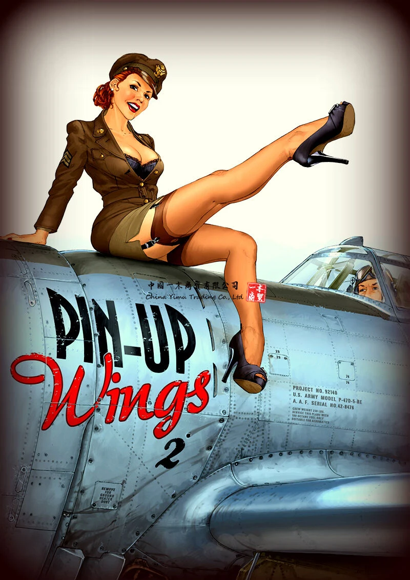 

Ww2 Vintage On Satin Photo Paper thompson gun Classic Girl Glossy War Photos Aircraft Pin Up Nice Girl & Pilots woman sticker