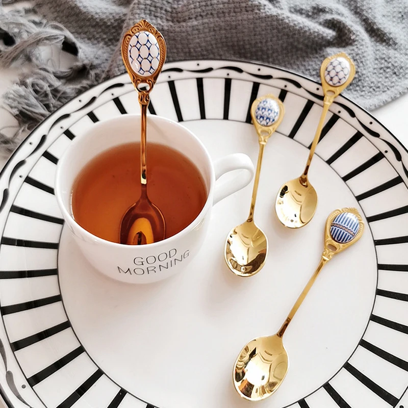 

1PC Creative Coffee Stirring Spoon Cute Stainless Steel Elegant Dessert Tea Spoon Exquisite Kitchen Accessories European Style