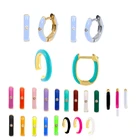 Серебряные синиерозовые эмалированные серьги-кольца с бриллиантами MC Plate, женские очаровательные модные серьги из циркона, корейские трендовые украшения