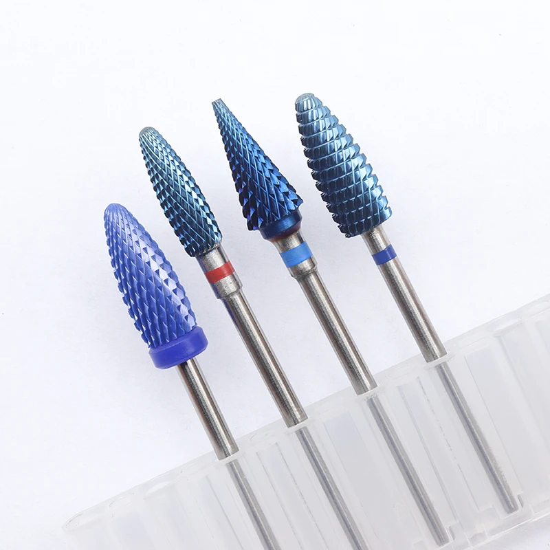 4pcs Kit Hot! Blue Pro Whole Carbide Nail Drill Bits Nail Art Electric Drill Machine Files Nail Art Tools cut and polish