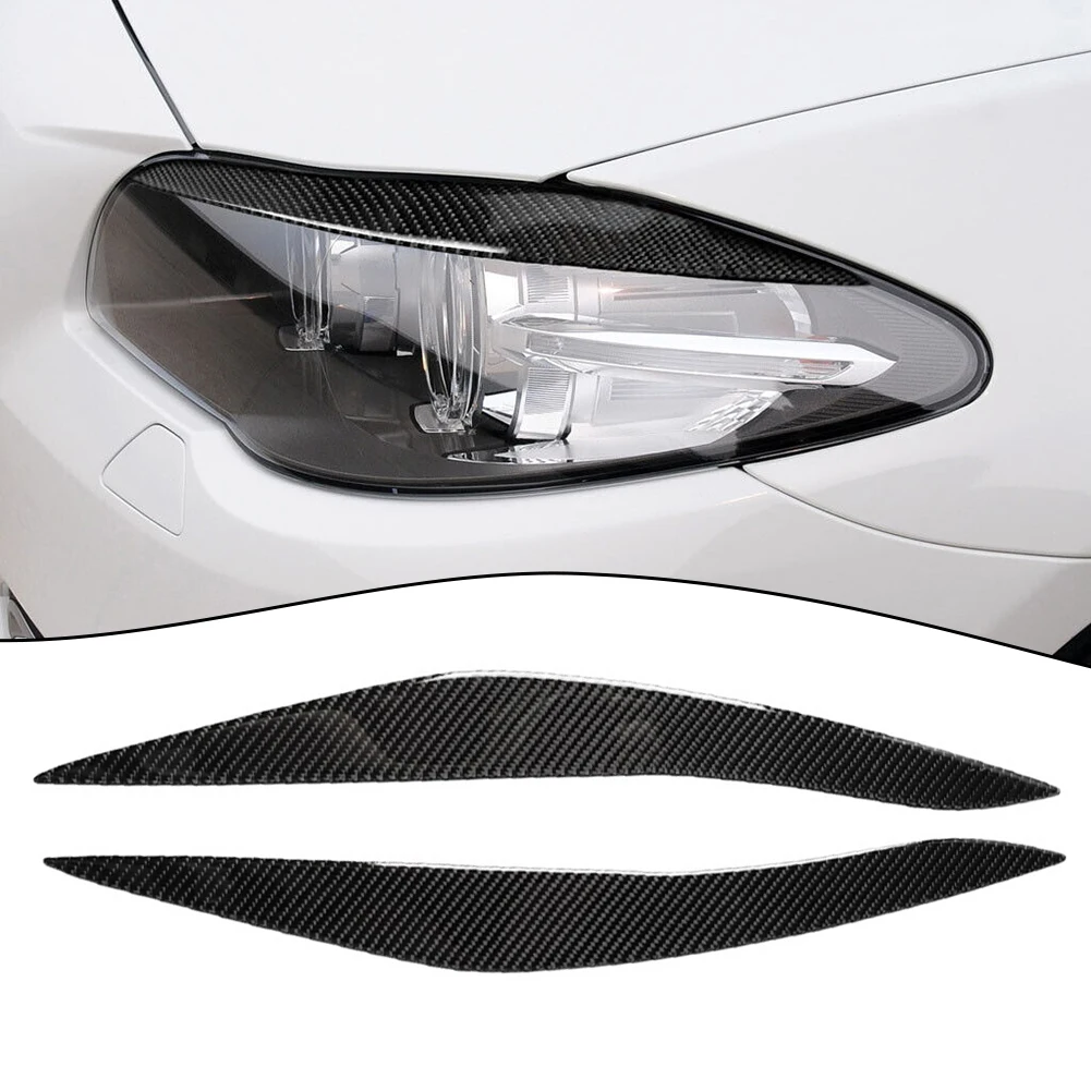 

2pcs Car Headlight Eyebrow Eyelid Sport Cover Trim For BMW 5 Series F10 Carbon Fiber New Headlight Eye Lid Covers Accessories