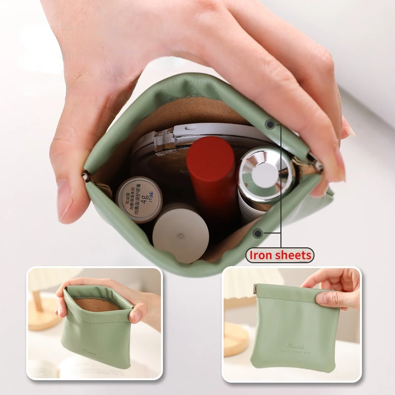 

PU Leather Mini Bag Portable Cosmetic Bag Airpods Protective Sleeve Mini Bag Earphone Sundries Lipstick Storage Bag organizer