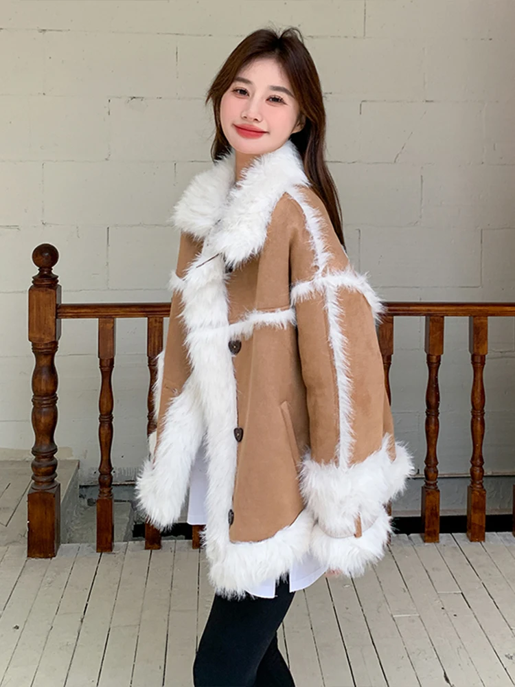 Корейская модная меховая верхняя одежда для женщин 2024 осень и зима новая