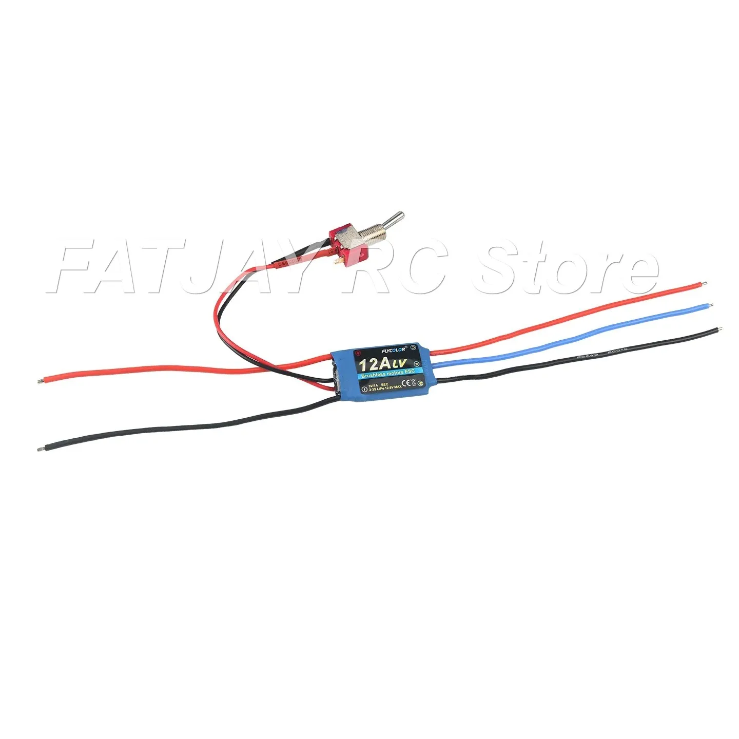 Фото Электронный регулятор скорости FATJAY FLYCOLOR 12A 2-3S с питанием от переключателя, без дроссельной заслонки, для бесщеточных двигателей (лабораторный) №2