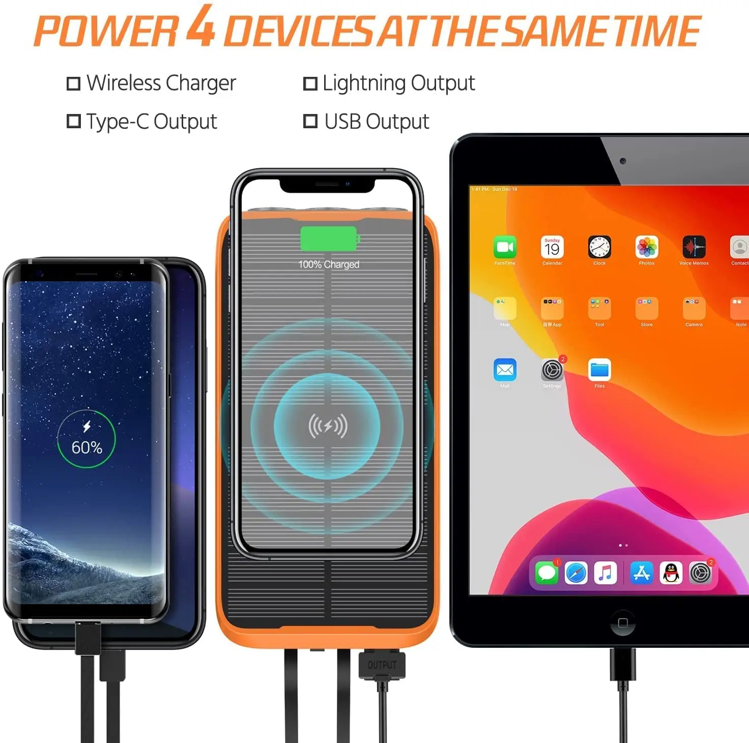 Внешний аккумулятор на солнечной батарее с 3 фонариками, 38800 мАч |  AliExpress