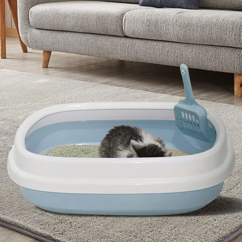 

Cats Litter Box Semi-Enclosed PP Plastic Pet Items Splash-Proof Cat's Toilet Sandbox Dog Goods For Home And Comfort Supplies