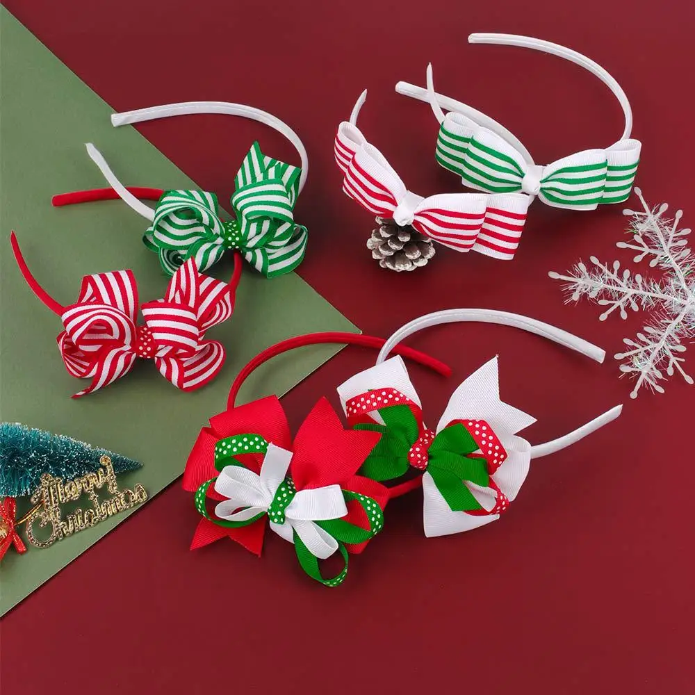 

2022 New Children Bow Headband Christmas Decoration Hair Hoop Ties Scrunchie Cute Girl Headband Accessories Tiara Holiday Gift