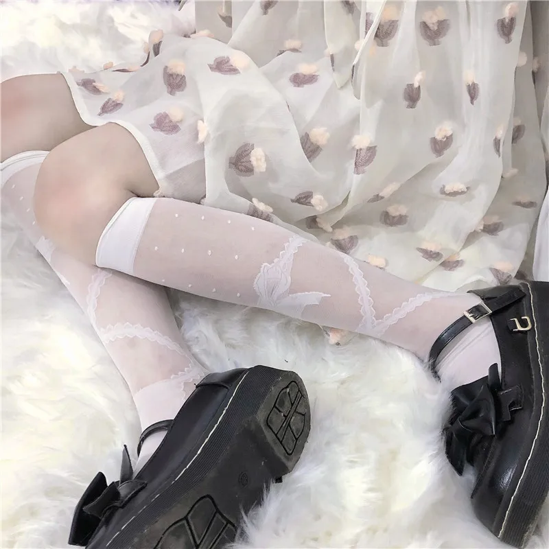 

Ladies Socks Cute Medium Tube Socks Lolita Soft Girl Bow Cross Strap