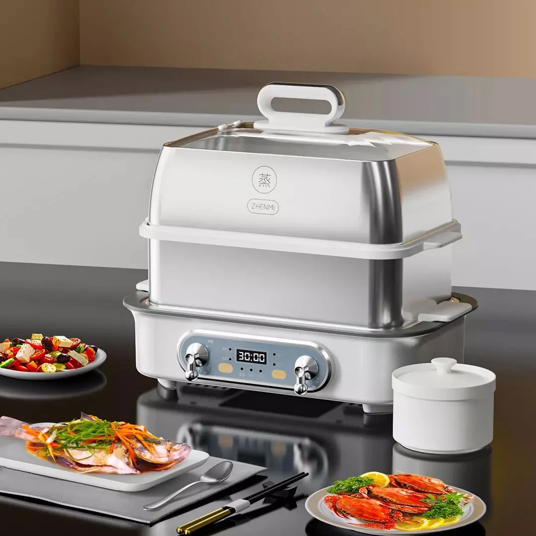 

ZHENMI Electric Steamer ZMZG-07 Household Fast Steaming Pot 13L Large Capacity Stainless Steel Double Layer Home Appliances 220V