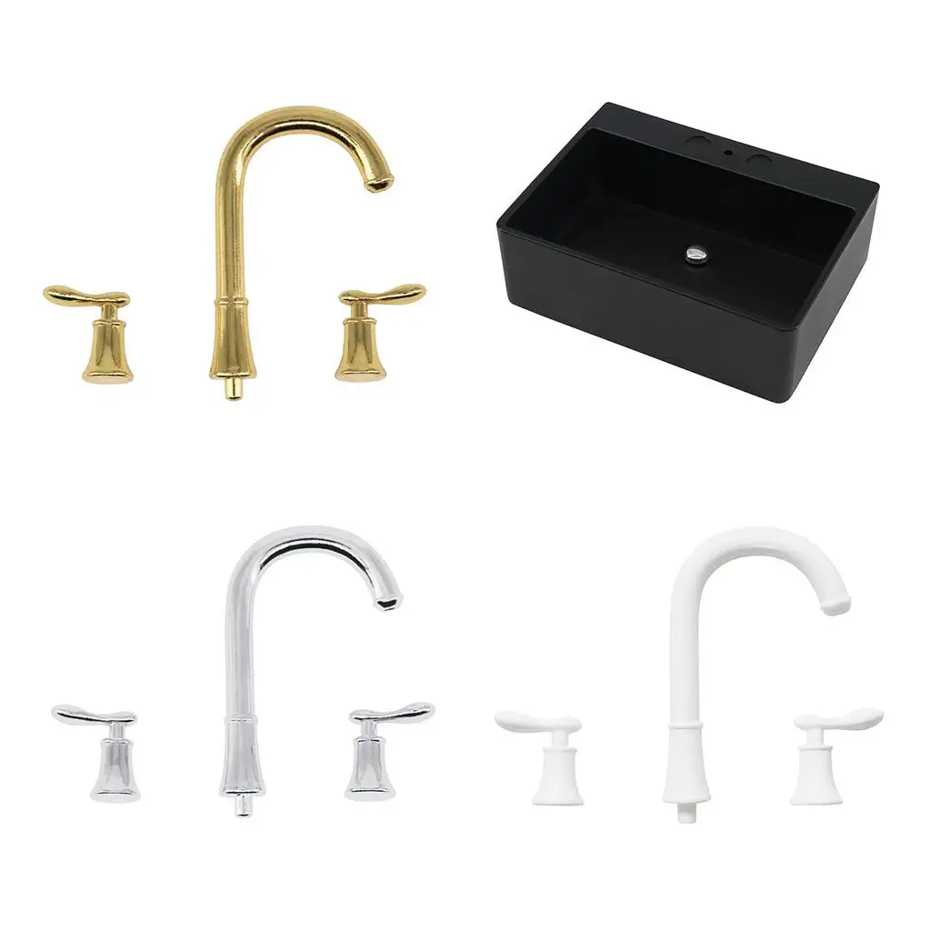 

1:6 PVC Wash Basin Sink / Water Faucet Dollhouse Bathroom Accs