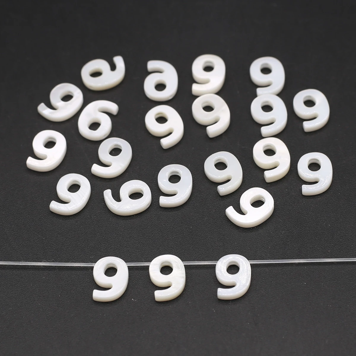 Бусины с арабскими цифрами 0-9 отверстий белая раковина 10 мм подвеска натуральные