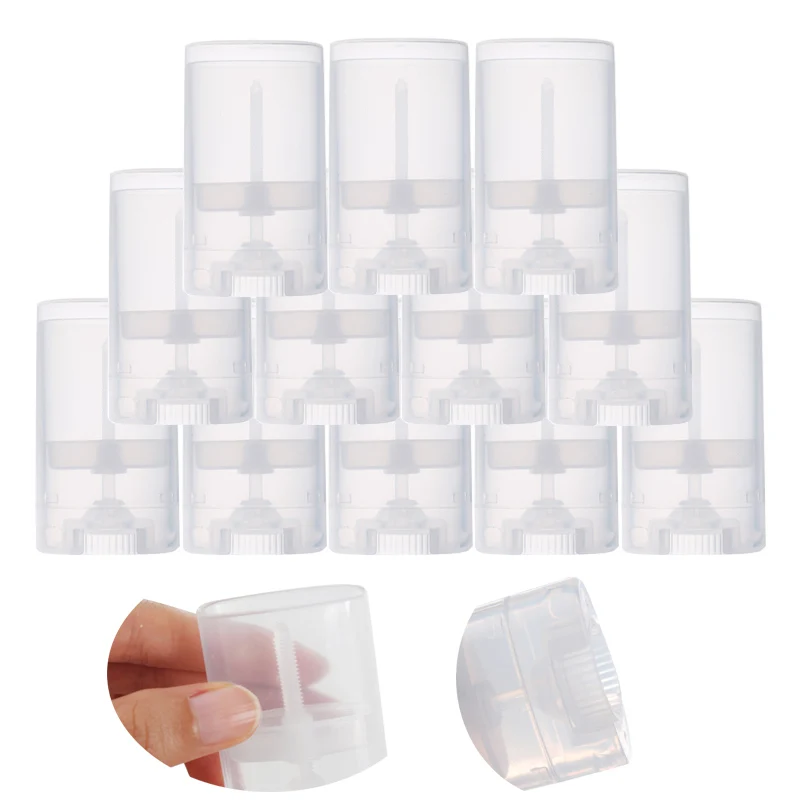 

24pcs/lots 15ml 15g White Black Transparent Empty Oval Flat Lip Balm Tubes Plastic Solid Perfume Deodorant Stick Containers