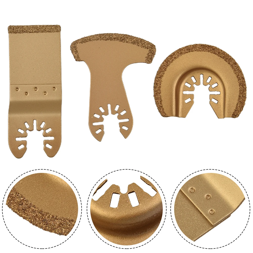 3pcs/Set Carbide Oscillating Multi Tool Segment Saw Blades Tile Grout Cutter For Rough Sanding Fillers Tile Wood Cutter Ceramics