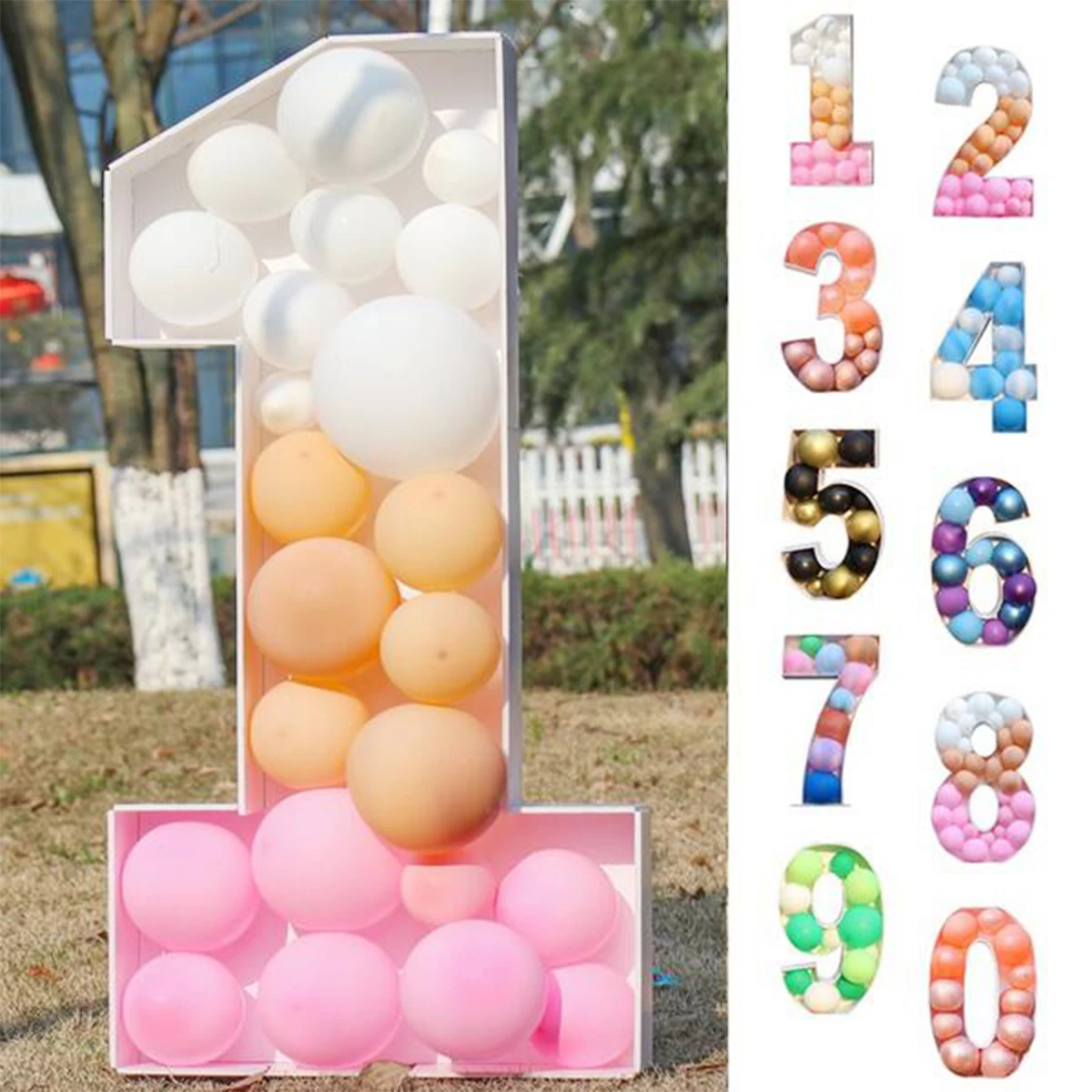 

73/93cm Balloon Filling Box Giant Birthday Figure 1st 18th Birthday Baloon Number Ballon Frame Anniversary Decor Baby Shower
