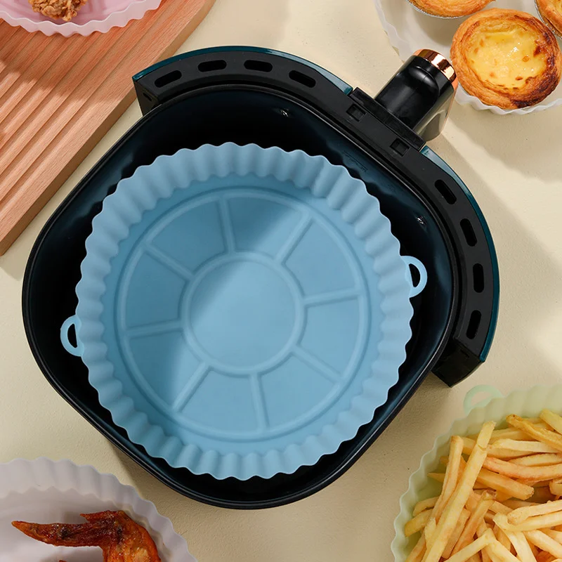 

1Pcs Air Fryer Silicone Basket Silicone Mold Airfryer Oven Baking Tray Pizza Fried Chicken Basket Reusable Pan Liner Accessories