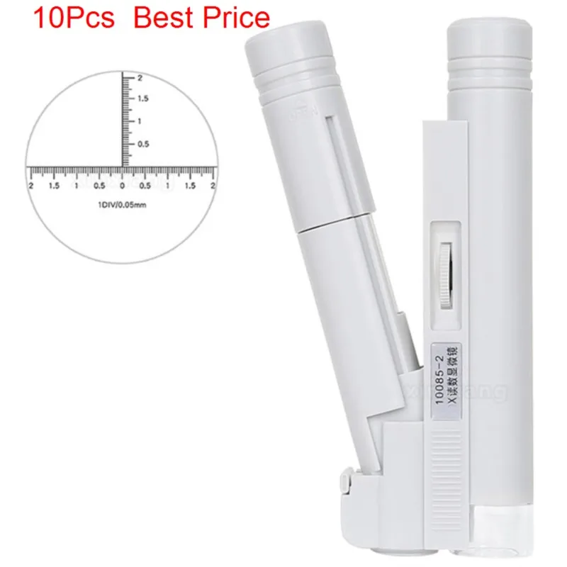 

10 шт./лот оптические 100x весы для измерения светодиодная лампа Микроскоп научное образование эксперименты наблюдение животных и растений