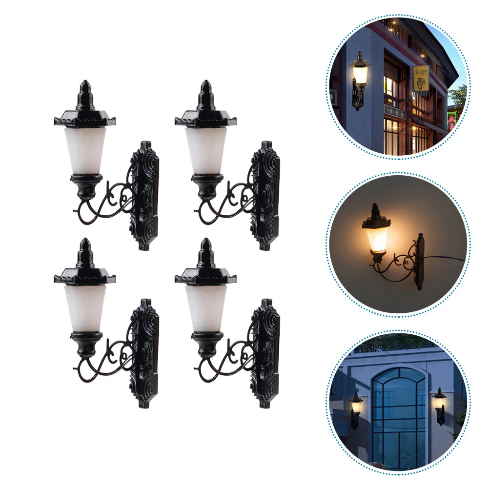 

4pcs Micro Landscape Miniature Wall Lamps Decorative Mini Wall Light Ornaments