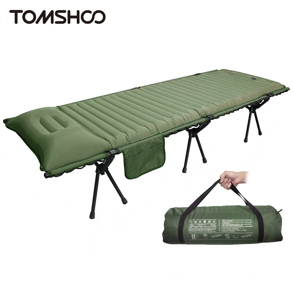 

Tomshoo Outdoor Camping Cot Folding Single Person Bed Portable Foldable Inflatable Sleeping Pad Hiking Camping Cot Bed Mat 야전침대