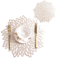 pvc geometric pattern placemats hibiscus flower cup mat hollow anti oil table mat non slip heatproof home decoration coaster