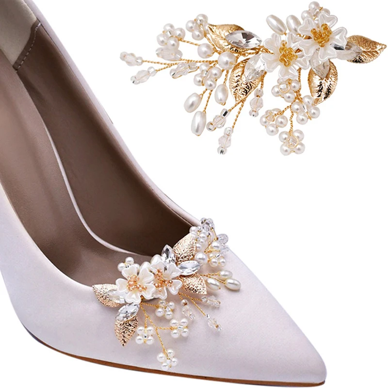 

Модные свадебные зажимы для обуви для свадебной вечеринки съемные жемчужные цветы Цветочные металлические украшения для обуви для женщин и девочек Сделай Сам 2 шт.