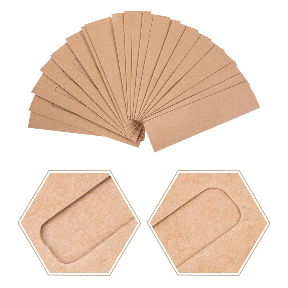 

50 Pcs Gift Wrap Bags Kraft Paper Pen Case Packing Sleeve Tubes Holder 15.4X4CM Single Khaki