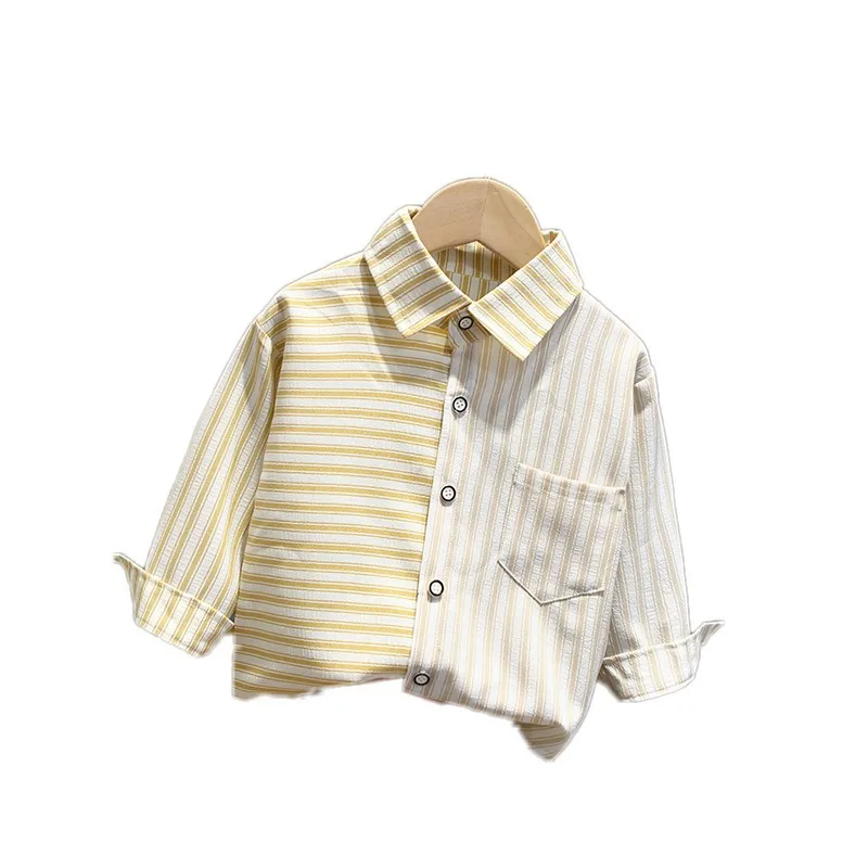 

New Boys' Shirt Spring and Autumn Children's Cotton Long Sleeved Shirt Comfortable Children's Clothes