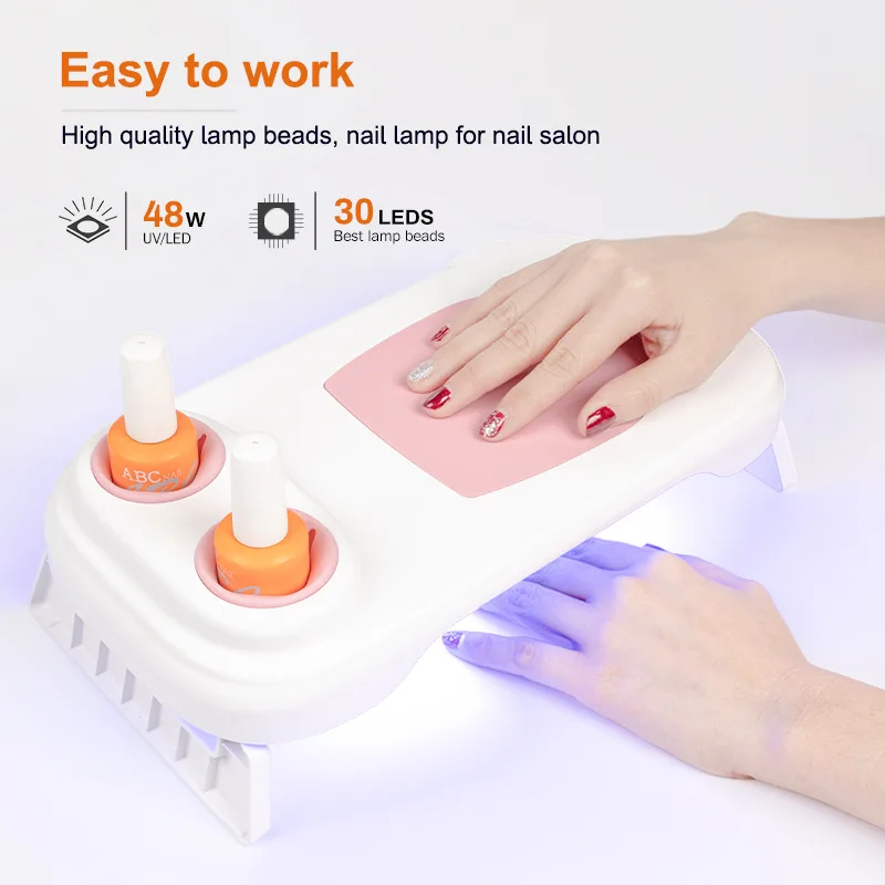 ANGNYA Nail Hand Rest UV Light Timer Quick Drying Collapsible PU Manicure Hand Pillow Portable Nail Light Therapy Baking Lamp