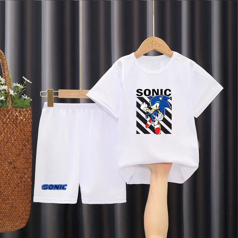 sonic t-shirts young children baby girl clothes T-shirts boy suit 4-14 years old boys clothes Hot Movie T-Shirts girl suit