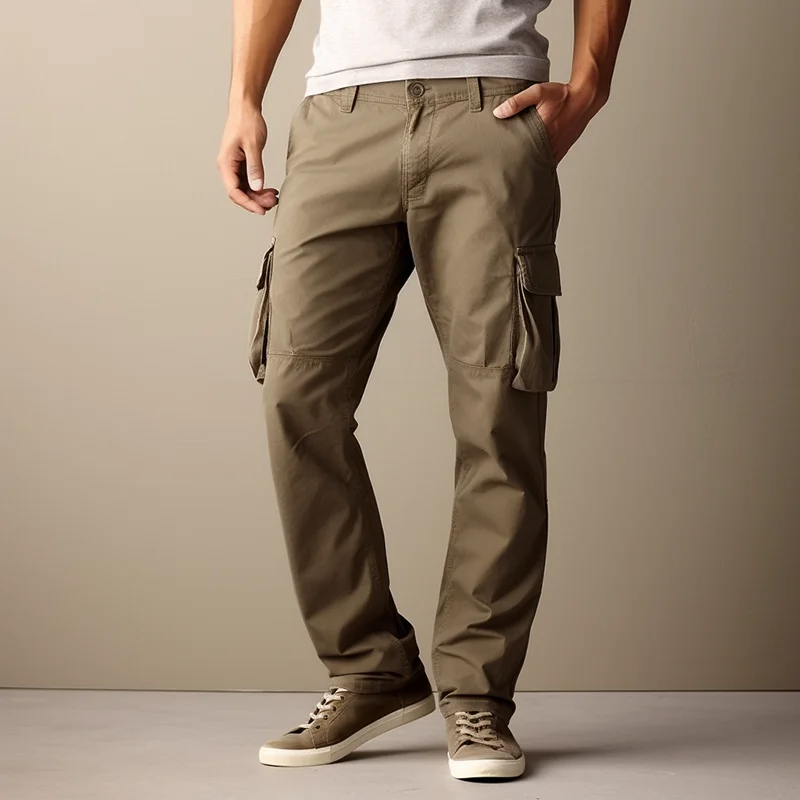 

Men's Vintage Cargo Pants Straight Multiple Pockets Trousers