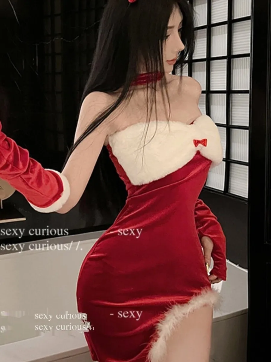 Новый рождественский наряд для женщин облегающее платье похудения девочек