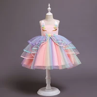 girl unicorn princess skirt short childrens dress pompous multi layer cake dress performance dress childrens dress gauze fairy