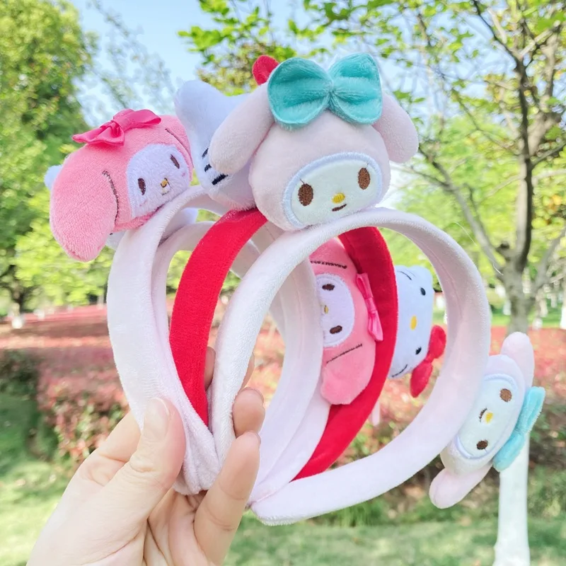 

New Sanrio Face Wash Headband Cute Plush Mymelody Kuromi Cinnamoroll Hair Accessories Hair Band Girl Student Headgear