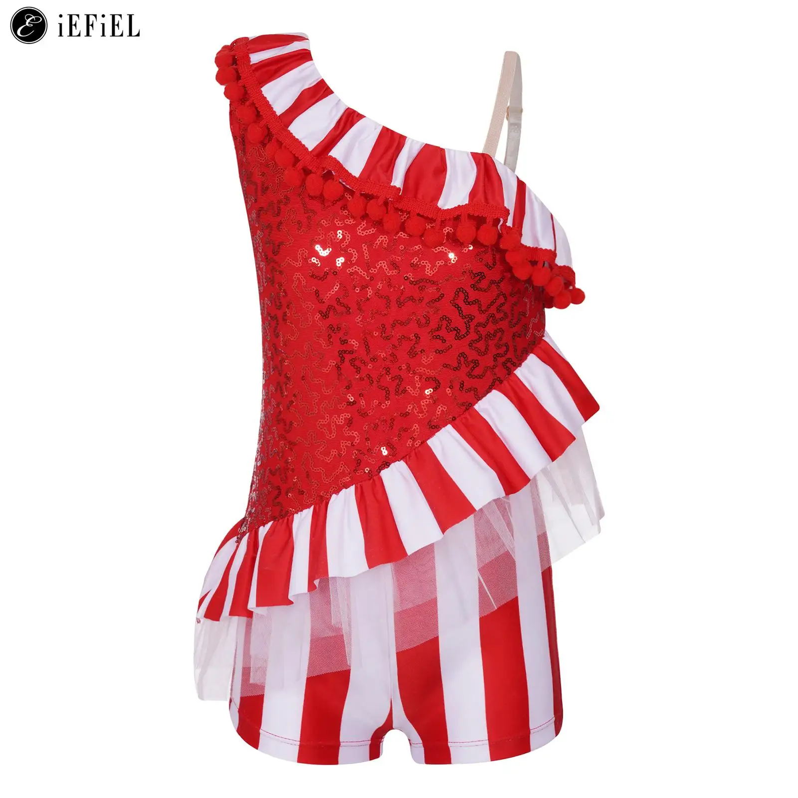 

Girls Candy Cane Striped Christmas Costume Xmas Party Holiday Santa Sweetie Ballet Dance Gymnastic Leotard Unitard Dancewear