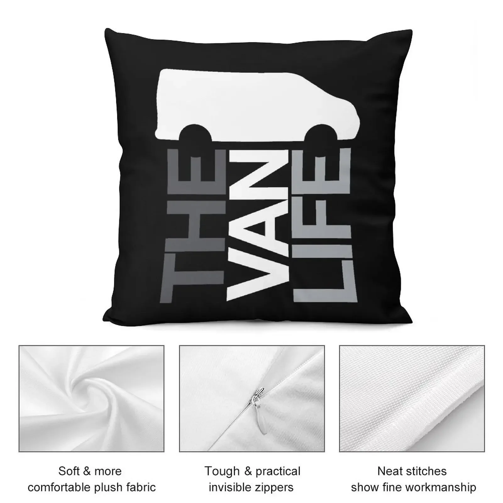 Логотип Van Life: серая декоративная подушка наволочка роскошные аксессуары для