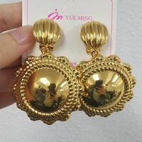 hot selling italian gold plated earrings womens wedding banquet jewelry round earrings fashion large eardrop