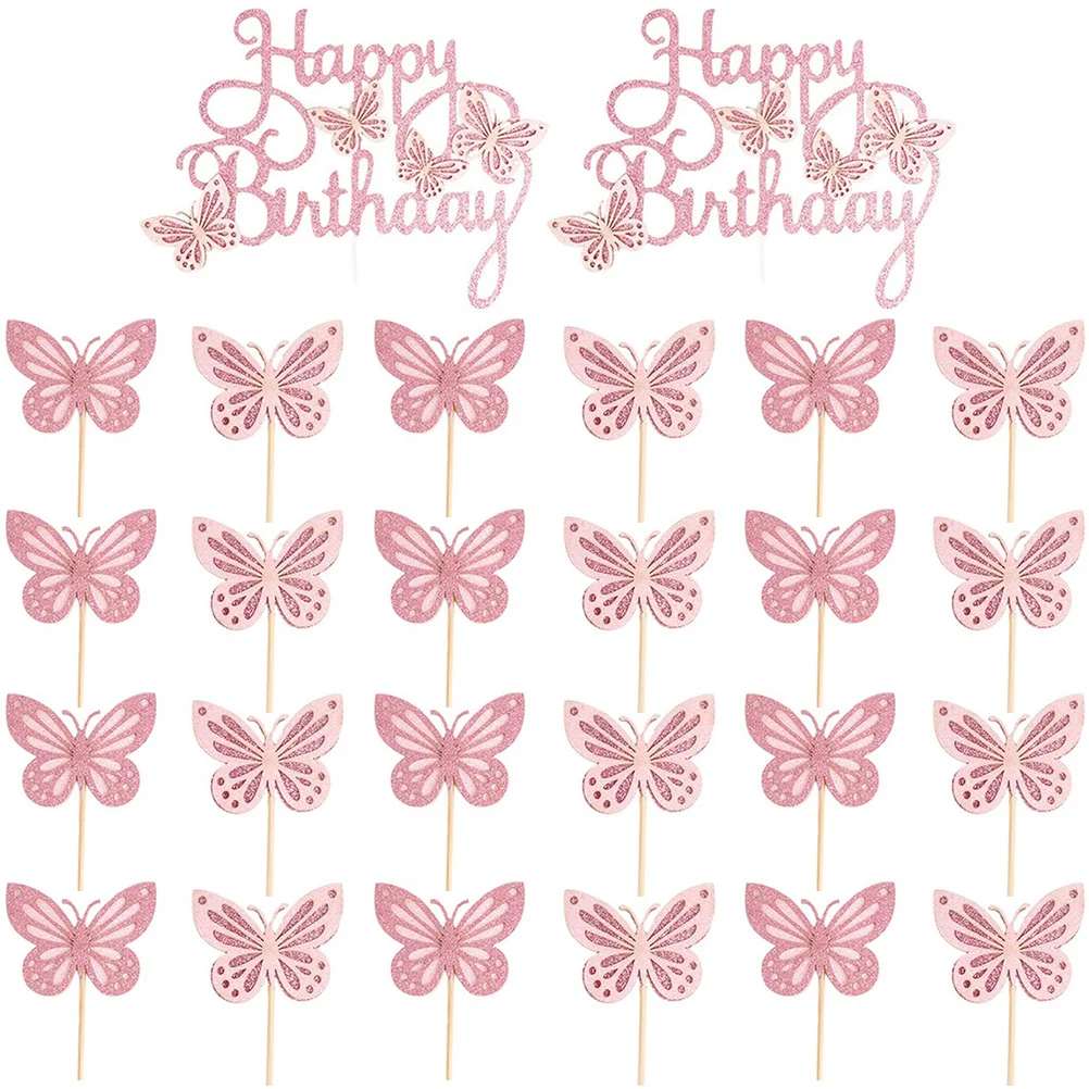 

Toppers Cake Cupcake Party Decorations Birthday Picks Supplies Theme Gold Girls Glitter Topper Happy Decor Fruit Butterflies