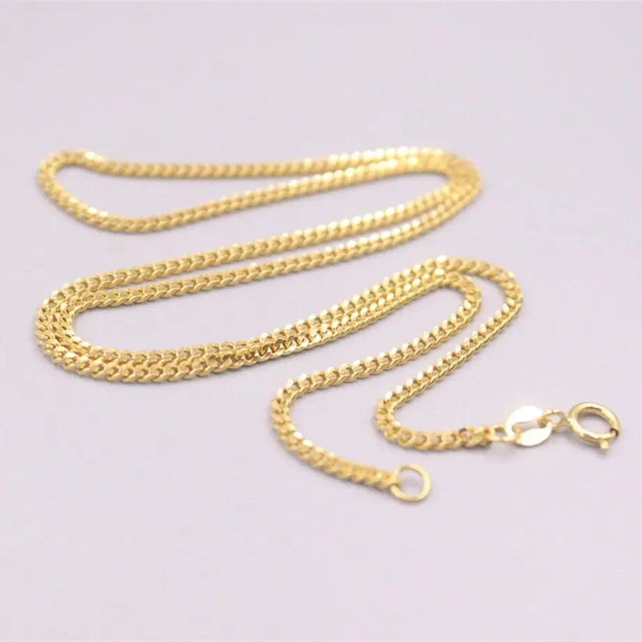 

Au750 Pure 18K Yellow Gold Chain Men Women Curb Link Necklace 7-7.5g 18inch Length Stamp Au750