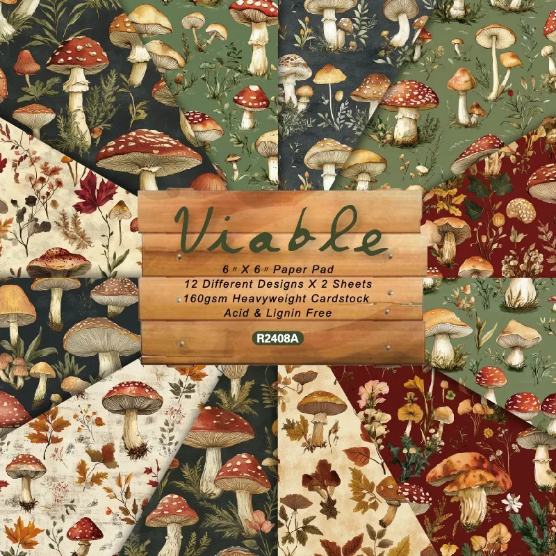 JIANWU 24 Sheets Vintage Plant Flower Castle Landscaping Collage Decor Material Paper Creative Junk Journal Scrapbook Stationery