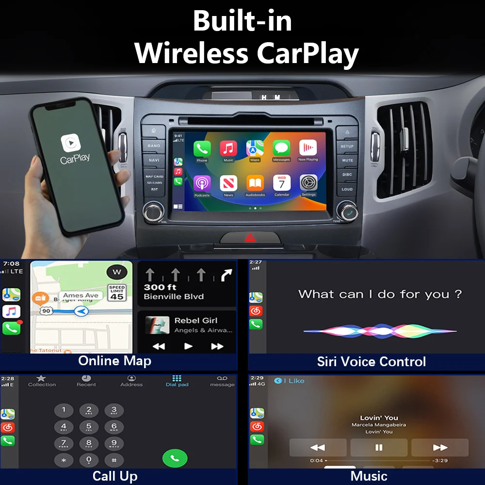 Фото Автомобильное радио CHSTEK с Bluetooth для Kia SPORTAGE 2010, 2011, 2012, беспроводное Carplay, Android Auto, мультимедиа, GPS, Wi-Fi, навигация, 4G, видео №2
