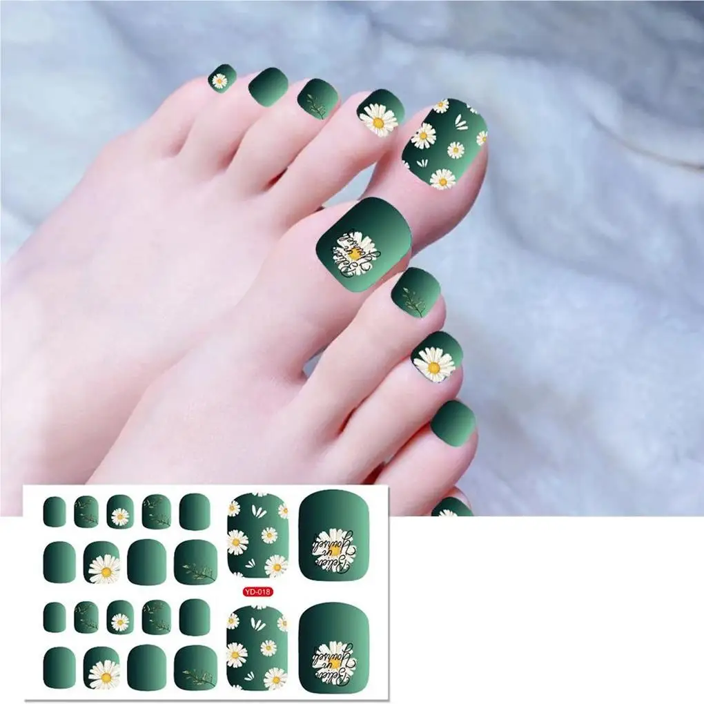Наклейка для ногтей на пальцах ног с цветами Освежающая цветная самоклеящаяся