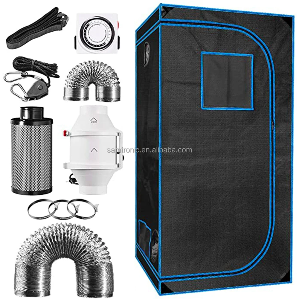 

SAMTRONIC Indoor Plant Grow Tent Complete Kit Hydroponics Tent System with 4 ''Inline Fan Carbon Filter Ducting Combos Timer