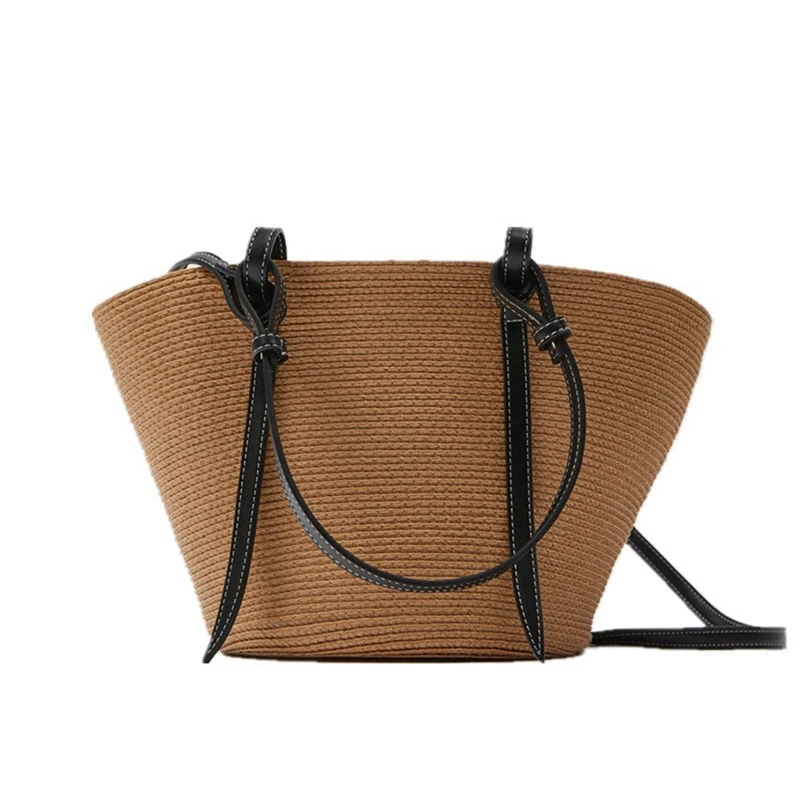 

Large Capacity Beach Shopping Bags Luxury Rattan Woven Shoulder Bag Women Handmade Straw Handbags Summer Travel Bag