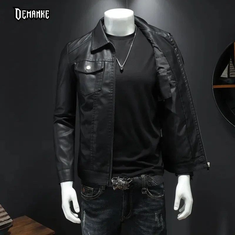 

Демисезонные мужские кожаные куртки, новинка 2022, облегающие мужские модные ветрозащитные теплые пальто из искусственной кожи, Мужская брендовая одежда