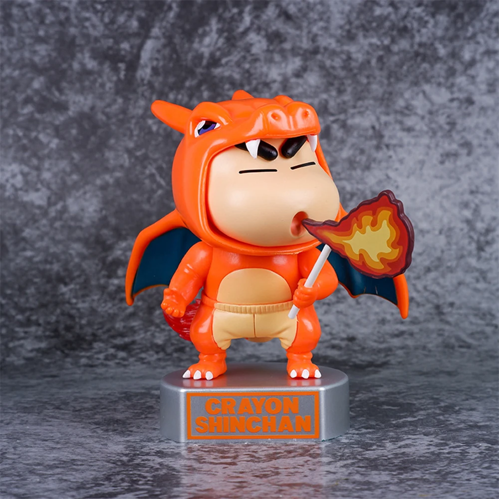 

Crayon Shin-Chan Cos Pokemon Charmander Anime Figure Toy Action Figures Japanese Kawaii Doll Cartoon Movie Peripheral Toys Gifts