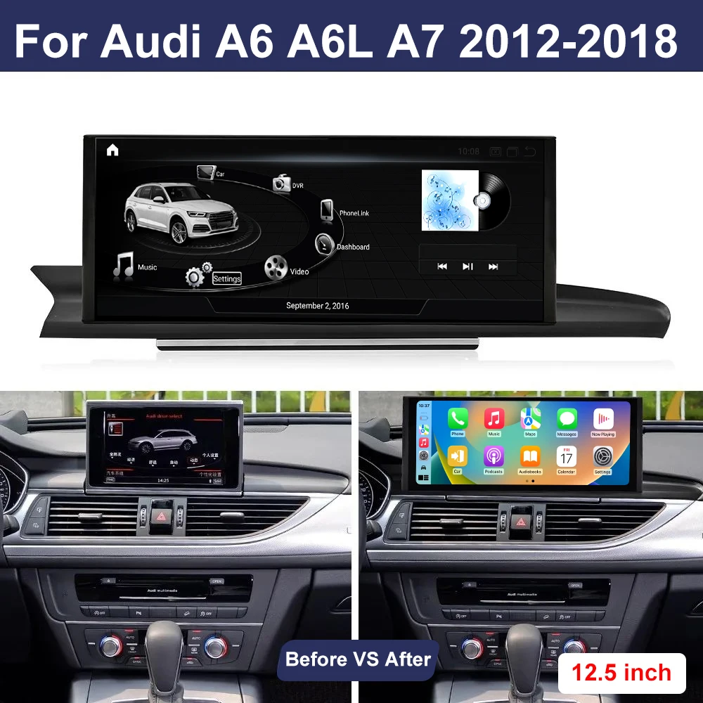 Заводская цена Wireless Carplay Auto для Audi A4L A4 B9 A5 2016-2020 8G + 256G 8-ядерный Android13 Автомобильная