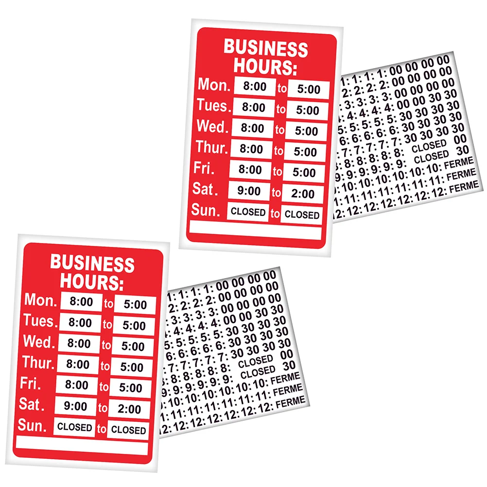 

Sign Hours Business Opening Stickers Store Hour Open Signs Operation Door Closed Window Double Sided Office Changeable Supplies