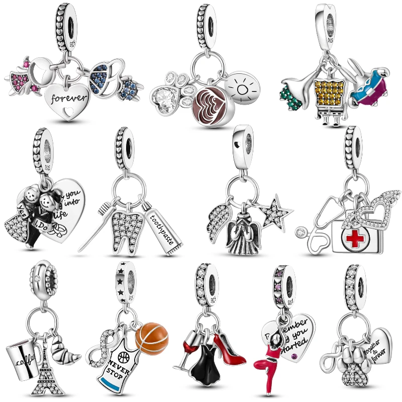 

New Original 925 Silver Wing Infinity Boy Girl Dangle Charms Fit Pandora Bracelet Necklace DIY Bead For Women Jeweli Make Gift
